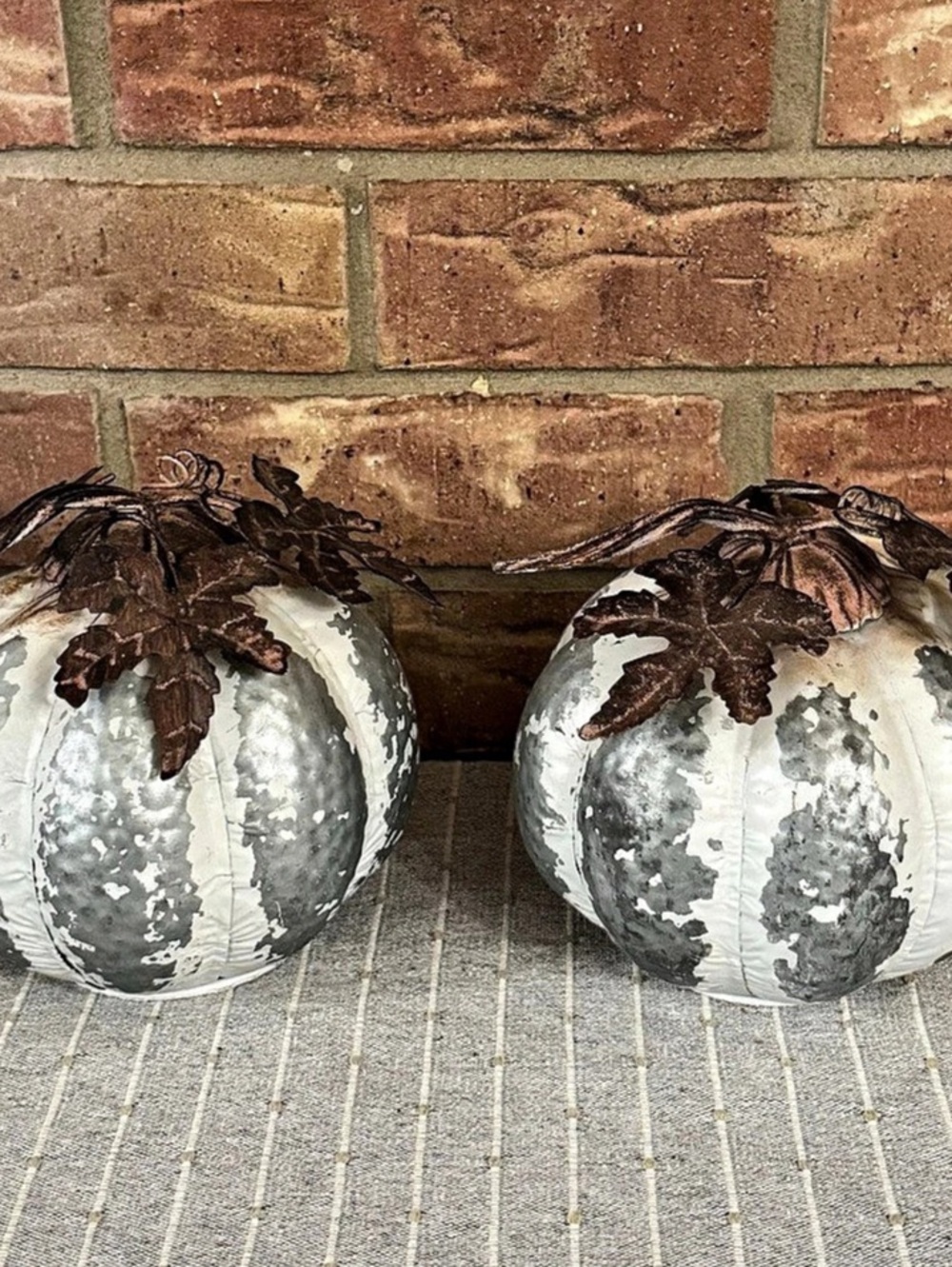Pumpkin Decor - Silver & White Galvanized finished - Pair